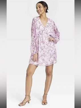 A new day Chiffon Ballon Sleeve Mini Dress